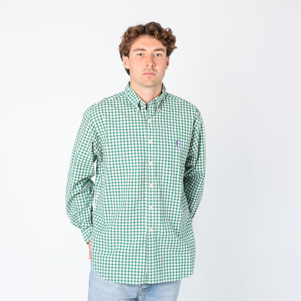 Light Green 90s Polo Jeans Ralph Lauren Long Sleeve T-Shirt (XL)